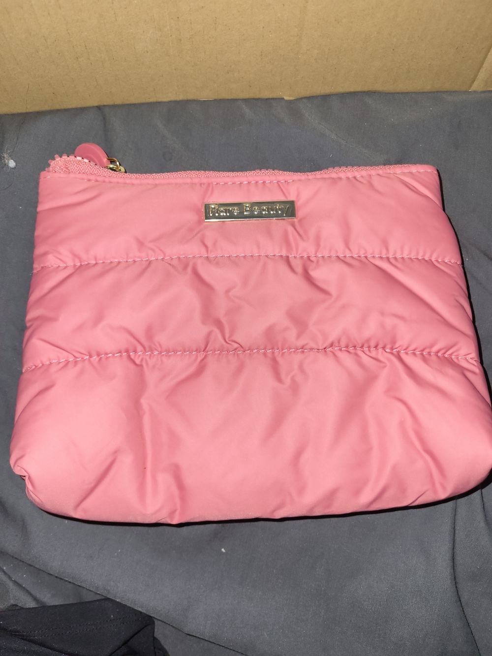 Rare Beauty Pink Quilted Cosmetic Pouch